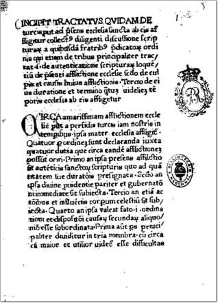 Tractatus quidam de Turcis circa praesentem Ecclesiae afflictionem
