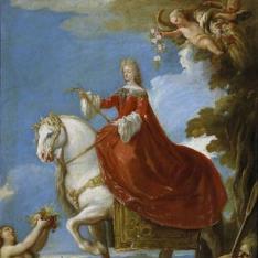 Mariana de Neoburgo, reina de España, a caballo