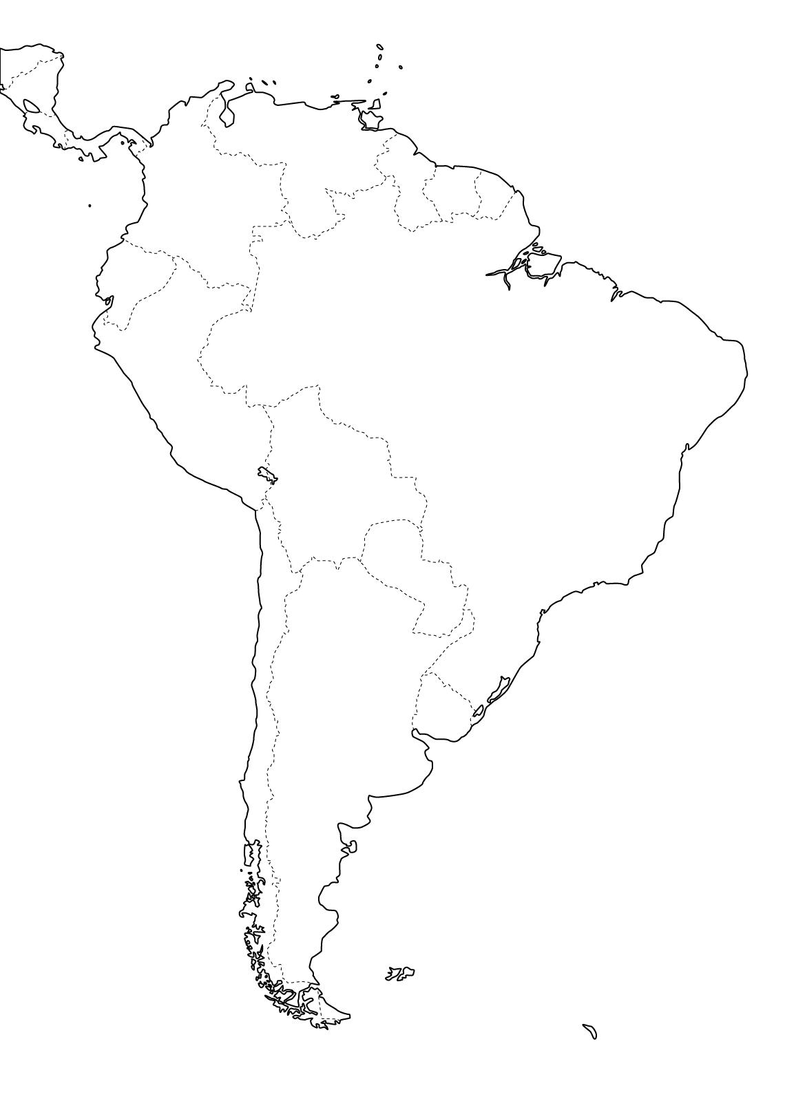 Mapa de países de Sudamérica. Freemap