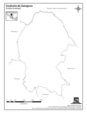 Mapa mudo de Coahuila de Zaragoza. INEGI de México