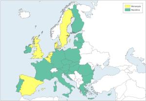 Mapa de Europa: Sistemas políticos actuales en la UE. Learn Europe