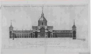 Cuarto Diseño, Sección transversal del templo, del patio del palacio y del Patio de los Evangelistas