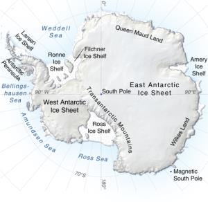 Mapa físico de la Antártida. GRID-Arendal