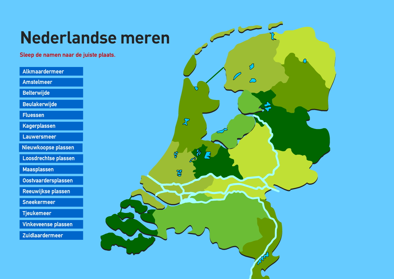 Nederlandse meren. Topografie van Nederland