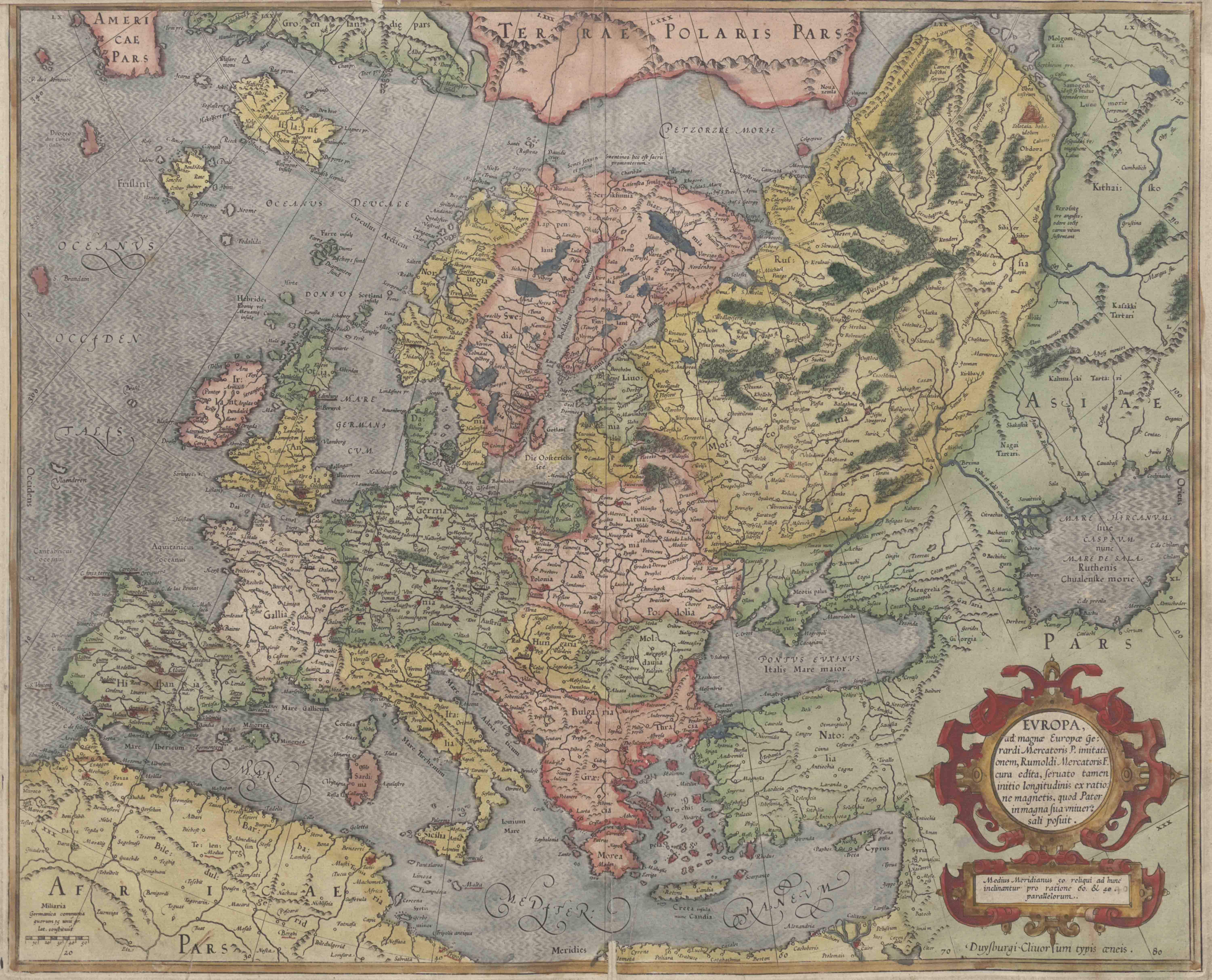 Mapa de Europa realizado por Mercator en 1589