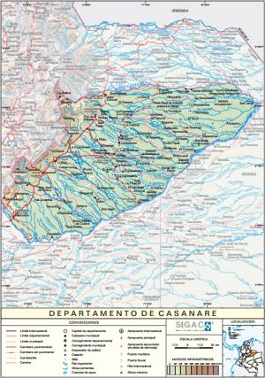 Mapa físico de Casanare (Colombia). IGAC
