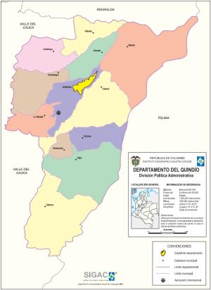 Mapa político de Quindío (Colombia). IGAC