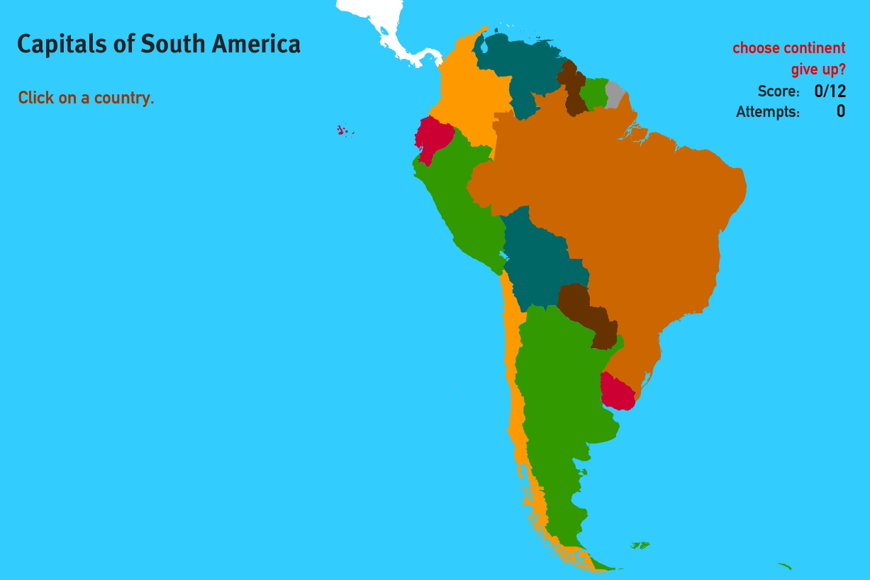 Capitals of South America. World Geography Games