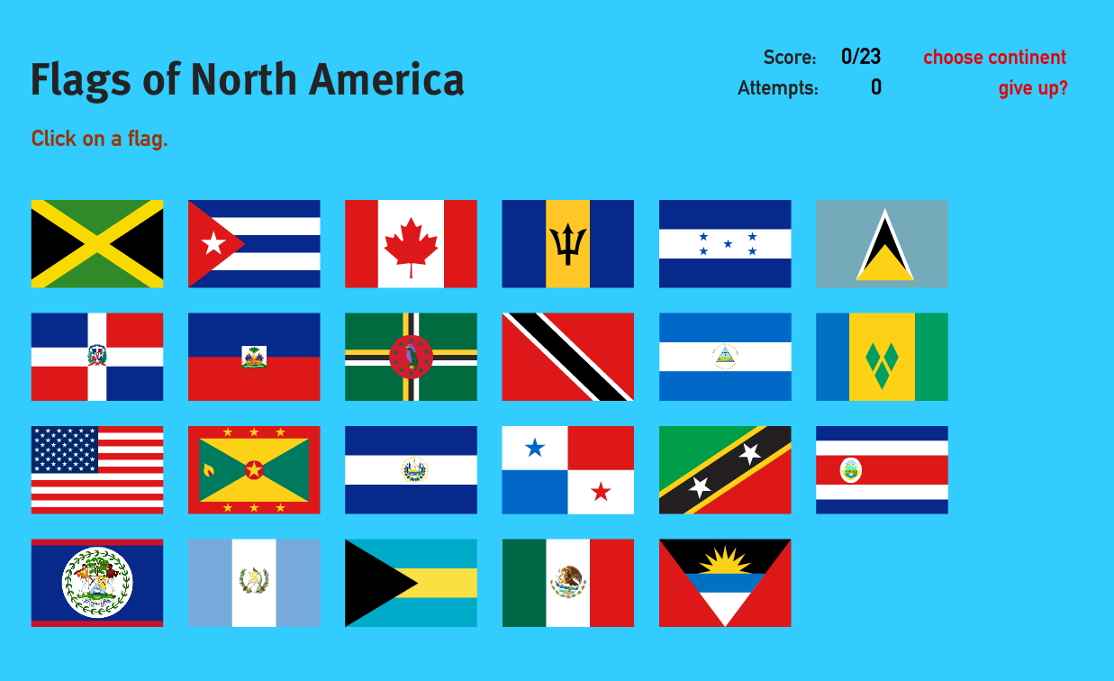 Flags of North America. World Geography Games