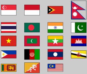 Flags of southern and southeast Asia. Lizard Point