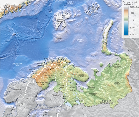 Mapa de la región de Barents. Grid-Arendal