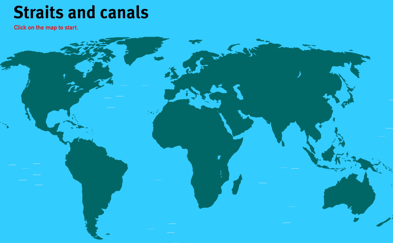 Straits and canals of the World. World Geography Games