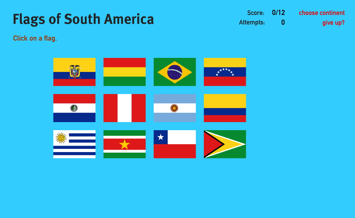 Flags of South America. World Geography Games