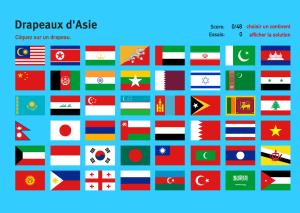 Drapeaux d'Asie. Jeux de Géographie
