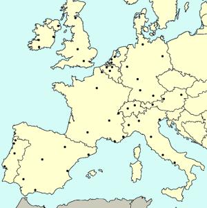 Major cities of Western Europe. Lizard Point