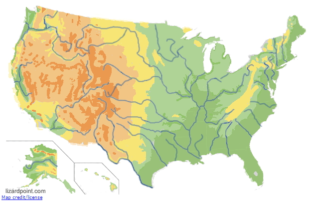 Geophysical regions of United States. Lizard Point