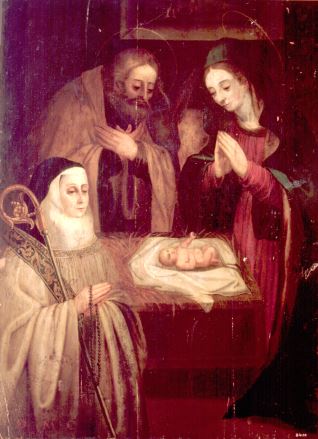 Abadesa adorando al Niño Jesús