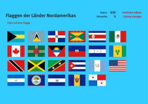 Flaggen der Länder Nordamerikas. Welt-Quiz Geographie