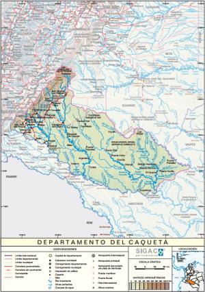 Mapa físico de Caquetá (Colombia). IGAC