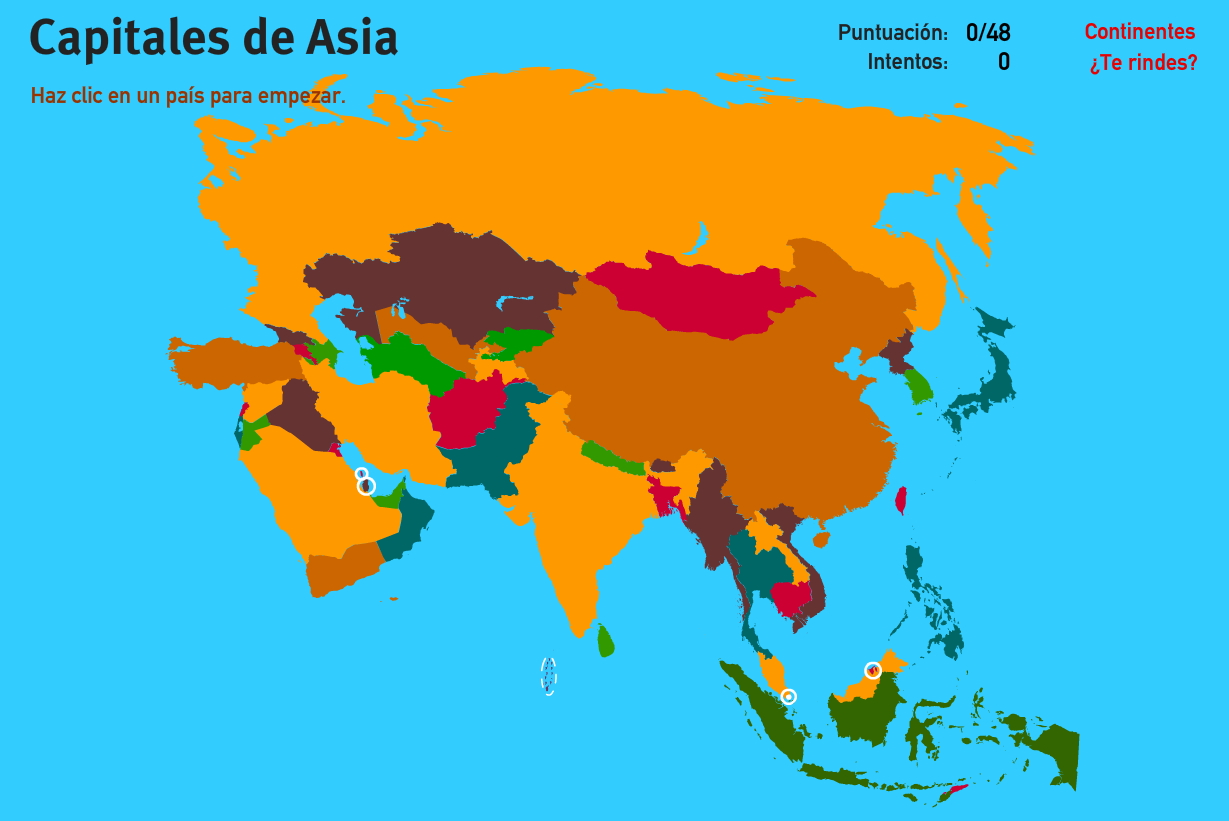 Capitales de Asia. Juegos de Geografía