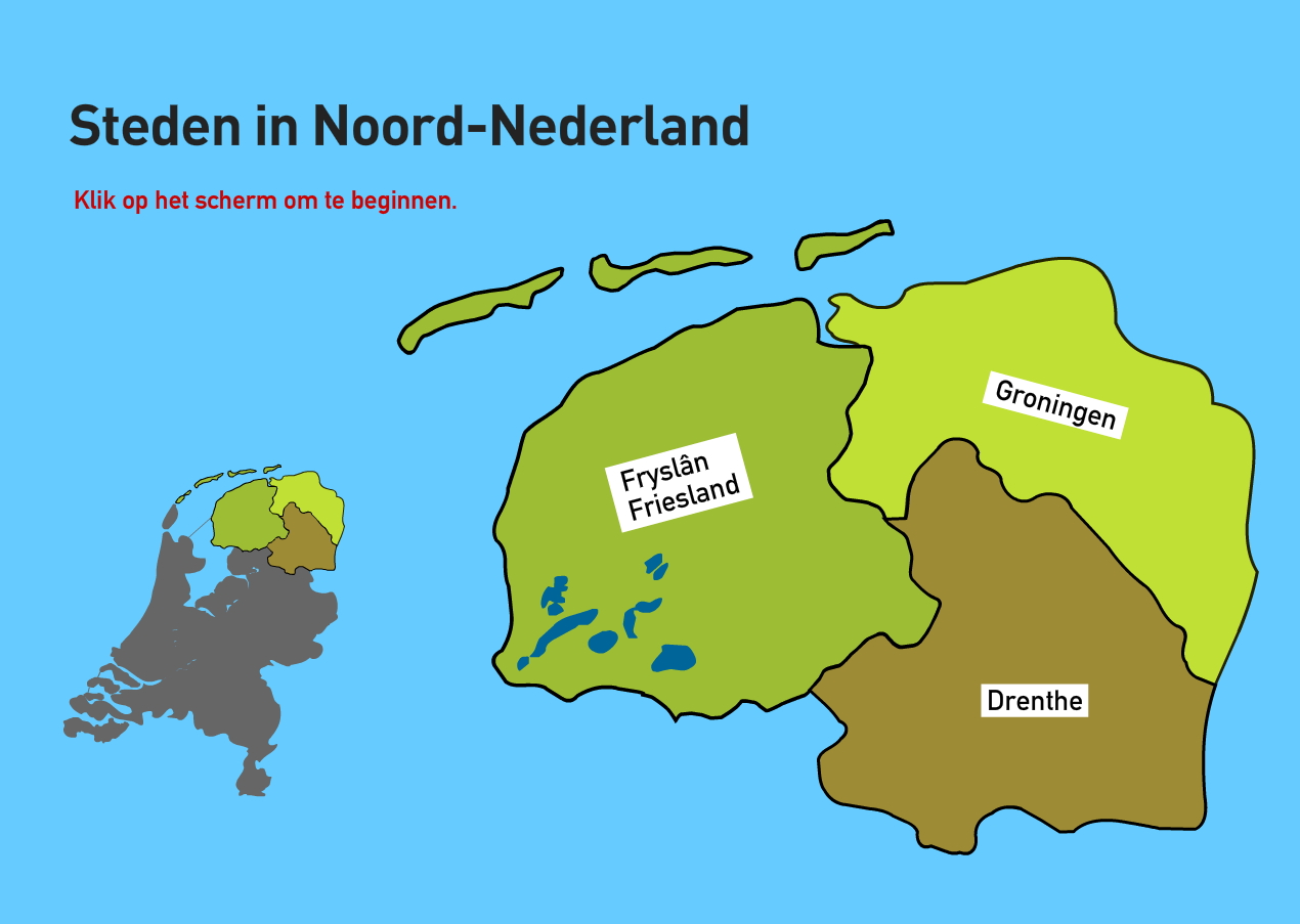 Steden in Noord-Nederland. Topografie van Nederland