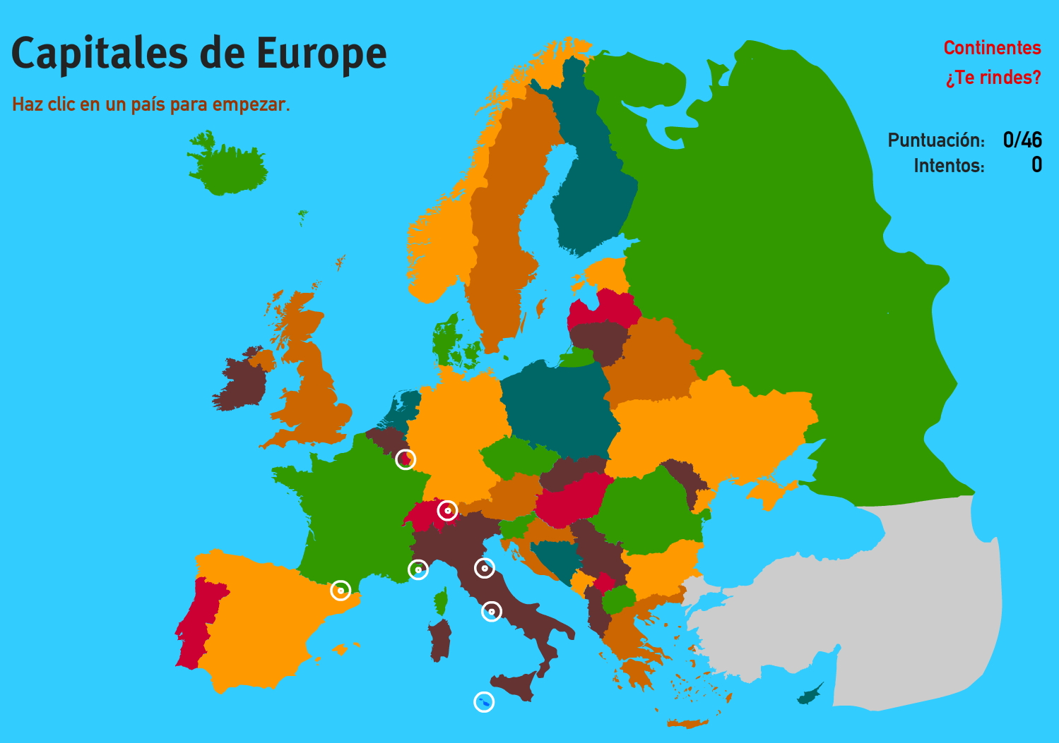 Capitales de Europa. Juegos Geográficos