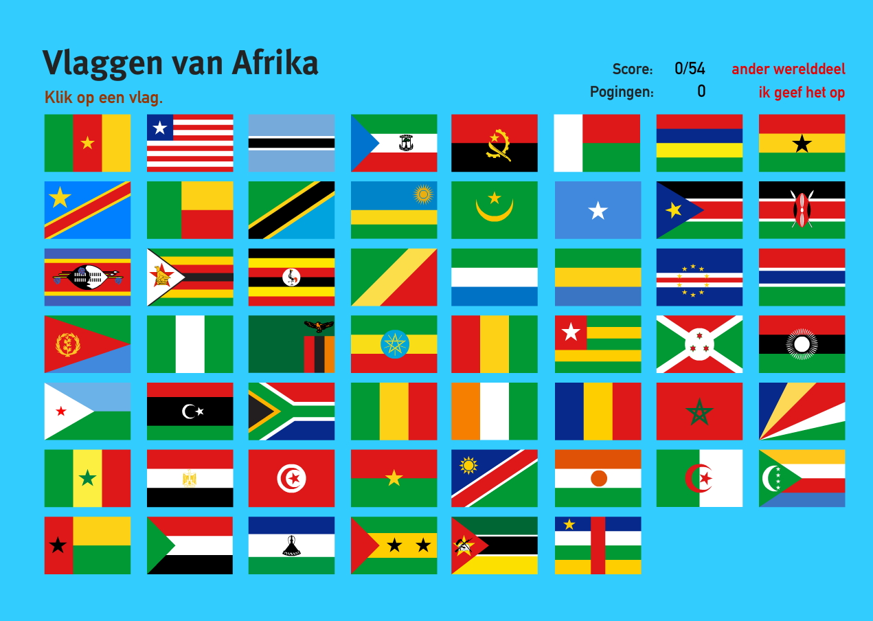 Vlaggen van Afrika. Topo Wereld
