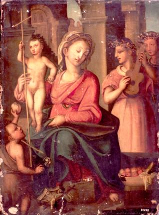 Virgen con Niño, San Juanito y ángeles músicos