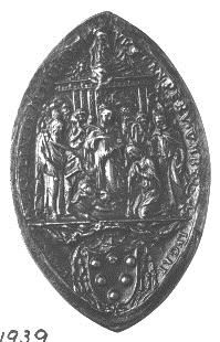 Adoración del Niño y escudo de los Medici