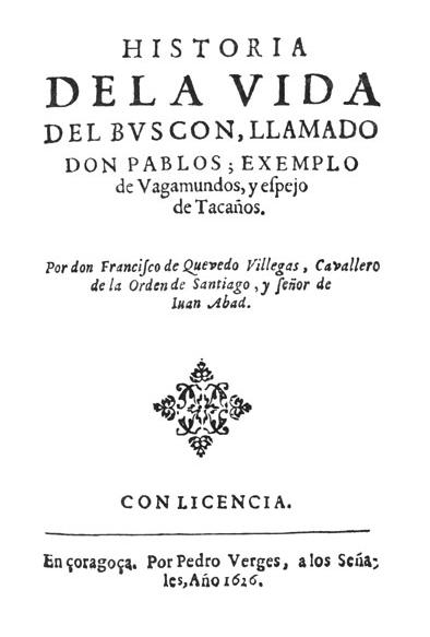 Portada original de Historia de la vida del buscón Don Pablo, 1626