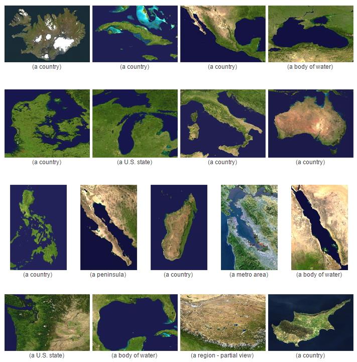 Satellite images of world territories (JetPunk)