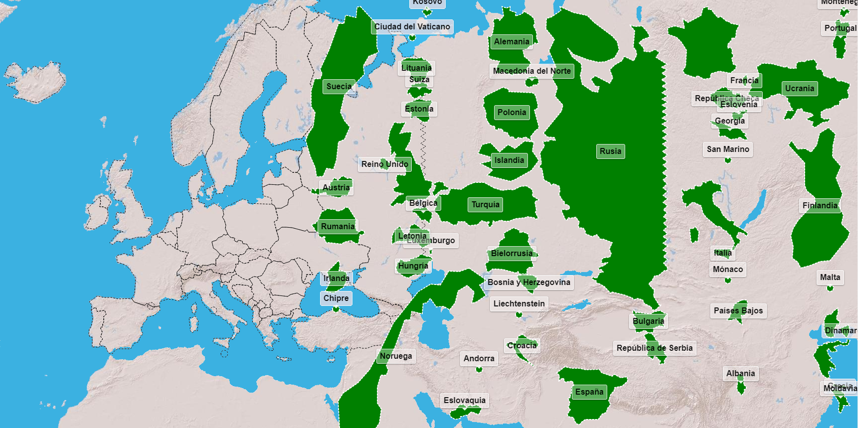 Mapa de Europa. Países