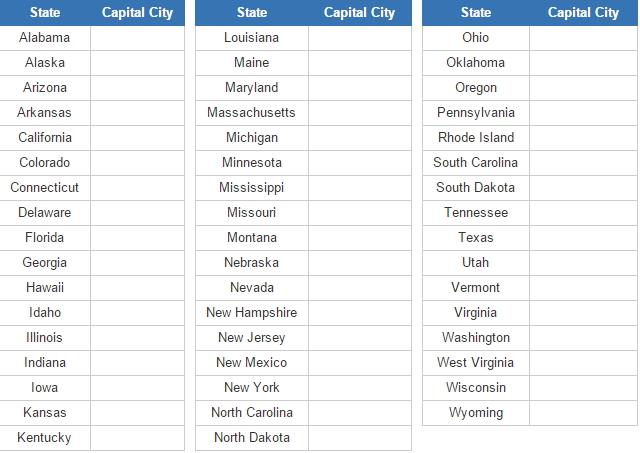 US State capitals  (JetPunk)