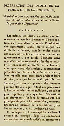 Declaration of the Rights of Woman and the Female Citizen