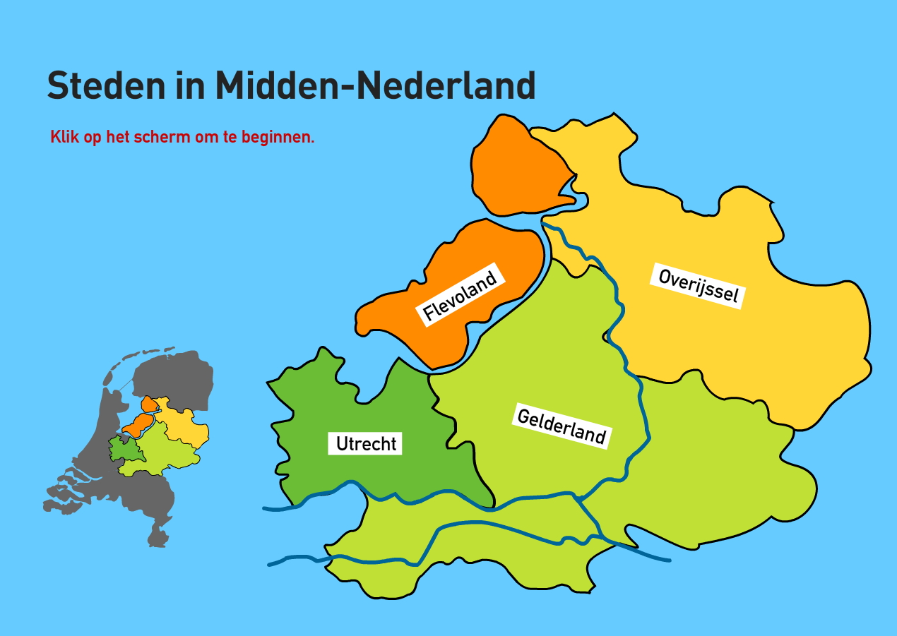 Steden in Midden-Nederland. Topografie van Nederland