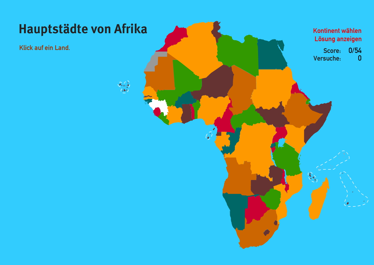 Hauptstädte von Afrika. Welt-Quiz Geographie