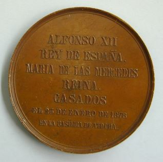 Medalla conmemorativa de la boda de Alfonso XII con María de las Mercedes de Orleans