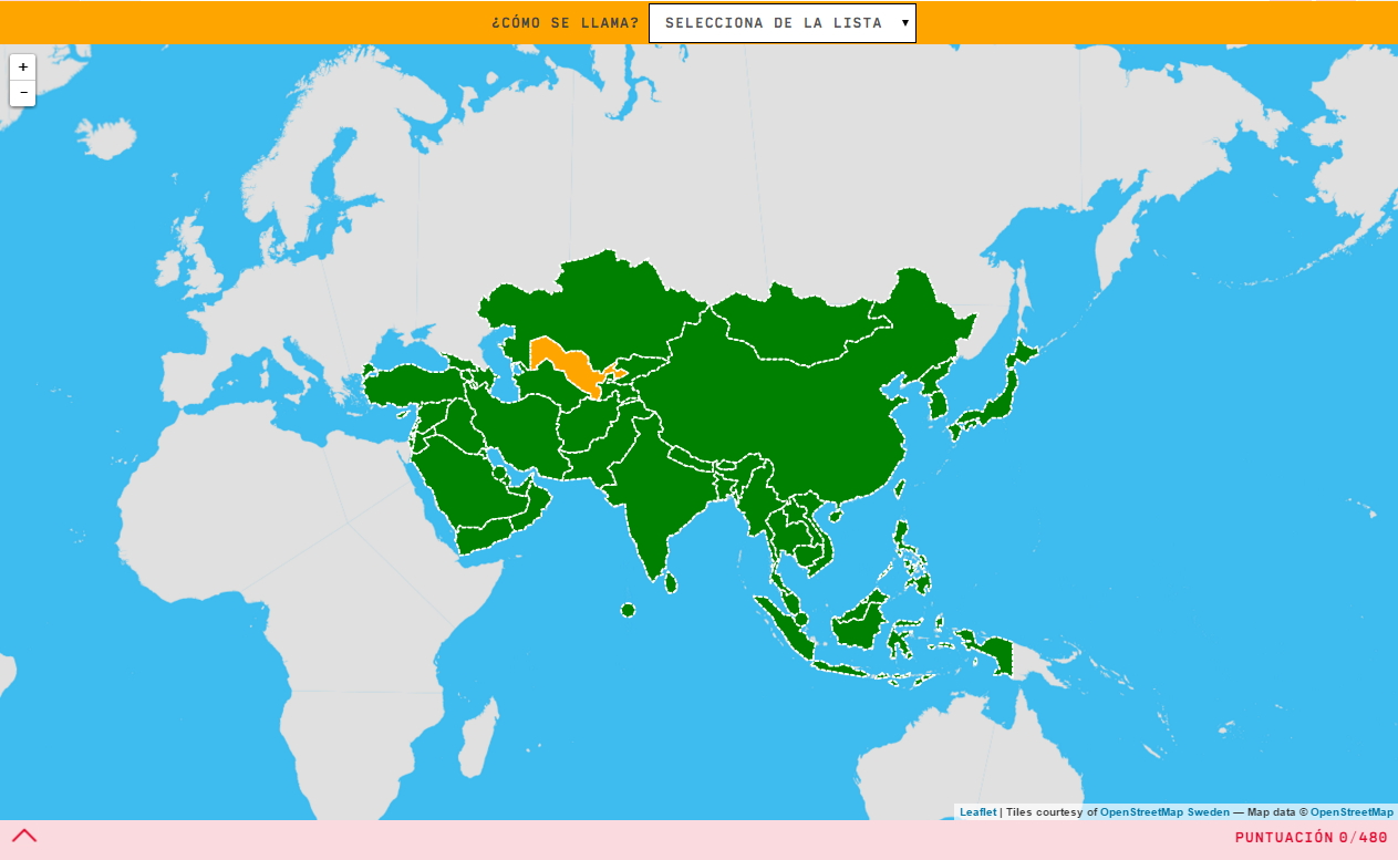 Mapa para jugar. ¿Cómo se llama? Países de Asia - Mapas Interactivos