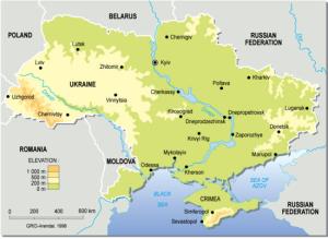 Mapa físico de Ucrania. GRID-Arendal
