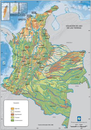 Mapa de vocación de uso de las tierras de Colombia. IGAC