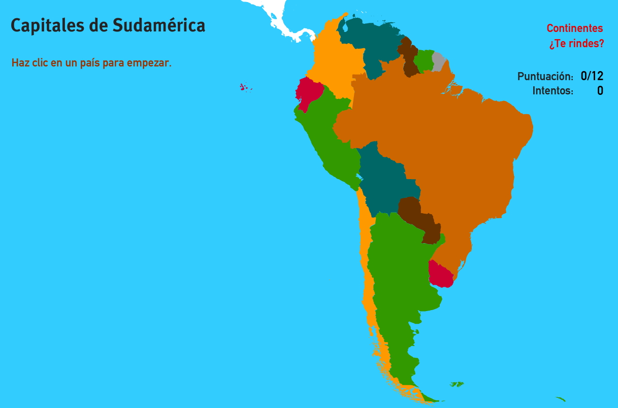 Capitales de Sudamérica. Juegos de Geografía