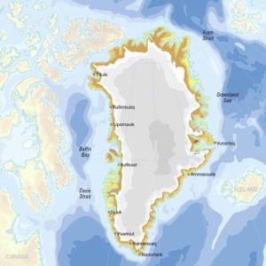 Mapa físico de Groenlandia. GRID-Arendal