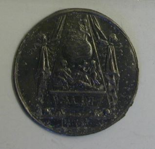 Prueba de plomo del reverso de la medalla conmemorativa de la muerte de Isaac Newton