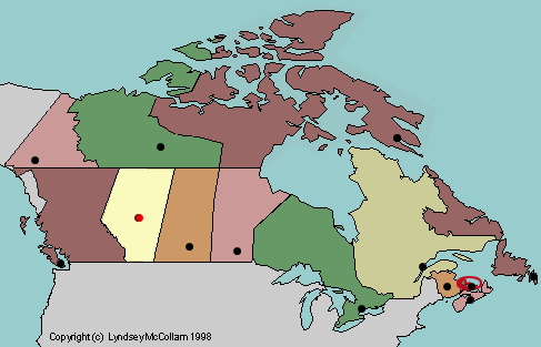 Capitals of Canada provinces. Lizard Point