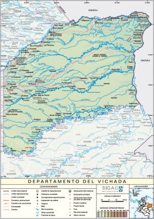 Mapa físico de Vichada (Colombia). IGAC