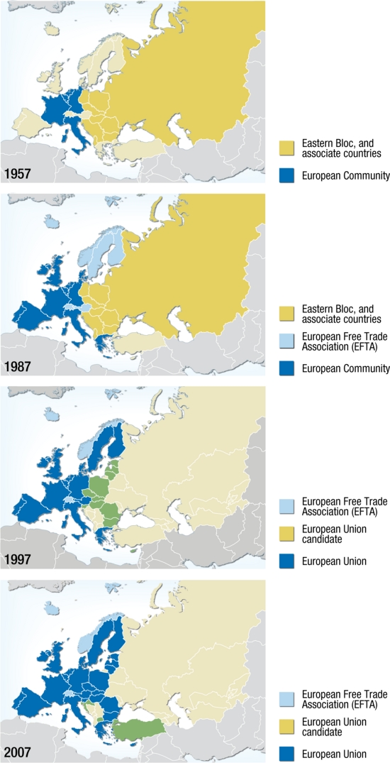 Mapa político de la expansión de la Unión Europea. GRID-Arendal