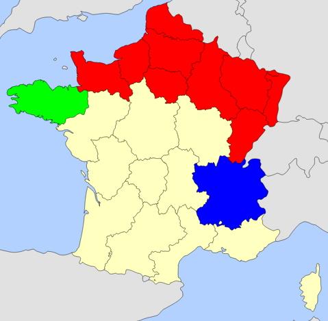 Regions of France map  (JetPunk)