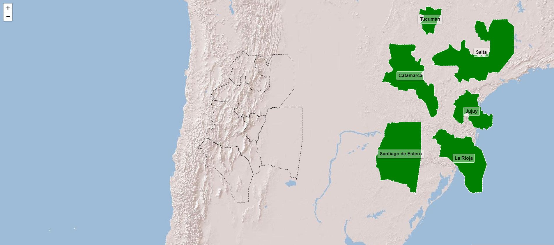 Provinces of the region northwerstern of Argentina