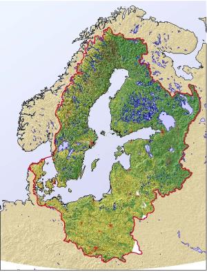 Mapa de relieve de la región del mar Báltico. GRID-Arendal