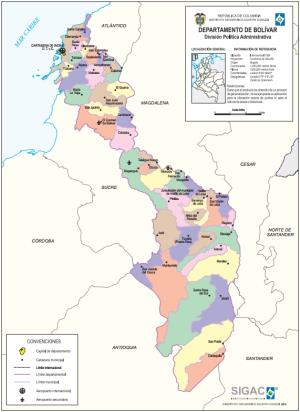 Mapa político de Bolívar (Colombia). IGAC